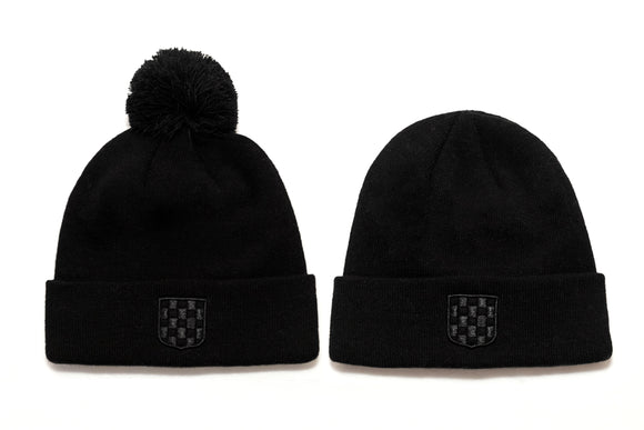 GRB Beanie - Black on Black - Pom Pom optional